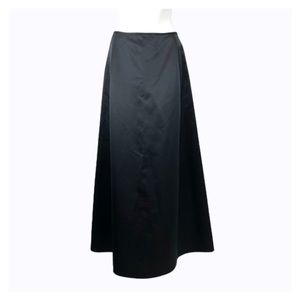 1990s Zum Zum by Niki Livas Black Satin A Line Formal Occasion Prom Maxi Skirt